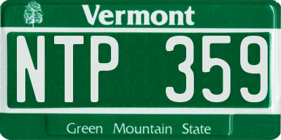 VT license plate NTP359