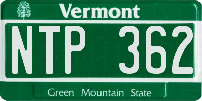 VT license plate NTP362