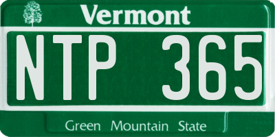 VT license plate NTP365