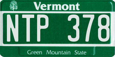 VT license plate NTP378