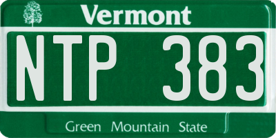 VT license plate NTP383