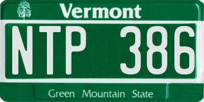 VT license plate NTP386