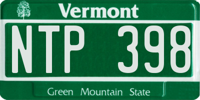 VT license plate NTP398