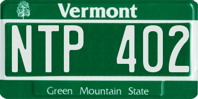 VT license plate NTP402