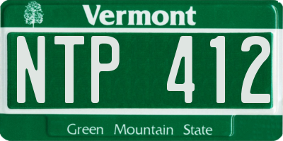 VT license plate NTP412