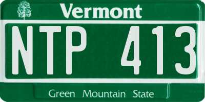 VT license plate NTP413