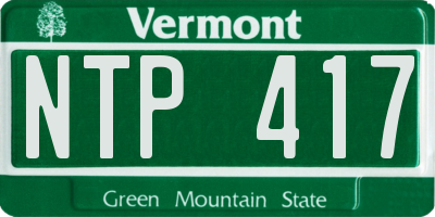VT license plate NTP417