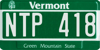 VT license plate NTP418