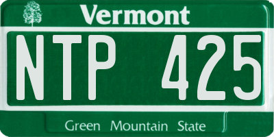 VT license plate NTP425