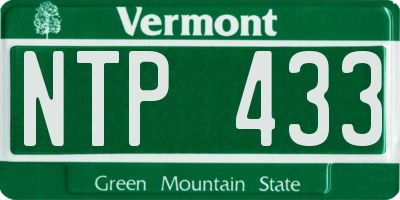 VT license plate NTP433