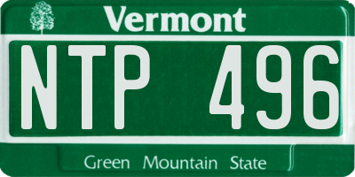 VT license plate NTP496