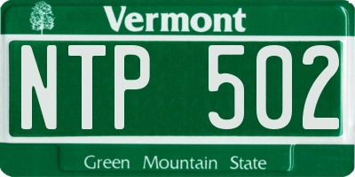 VT license plate NTP502