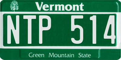 VT license plate NTP514
