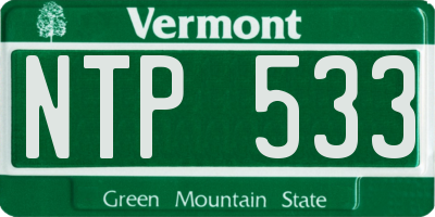 VT license plate NTP533
