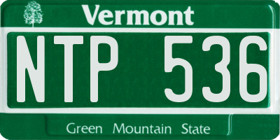 VT license plate NTP536