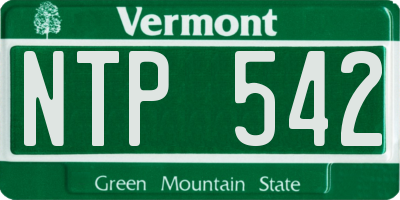 VT license plate NTP542
