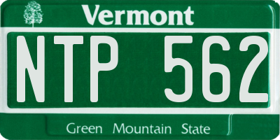 VT license plate NTP562