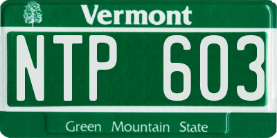 VT license plate NTP603