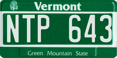VT license plate NTP643