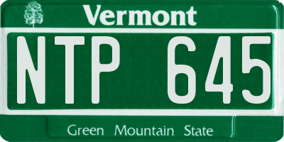 VT license plate NTP645
