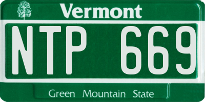 VT license plate NTP669