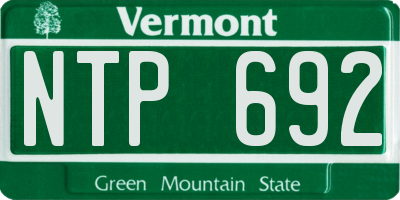 VT license plate NTP692