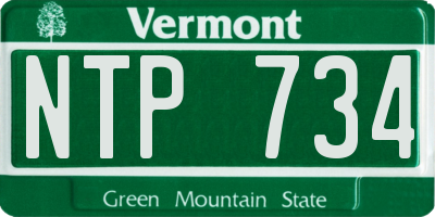 VT license plate NTP734