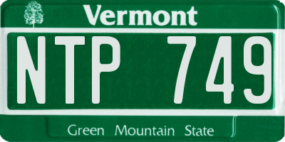 VT license plate NTP749