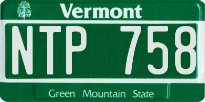 VT license plate NTP758