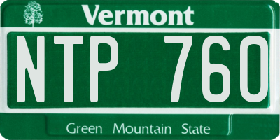 VT license plate NTP760