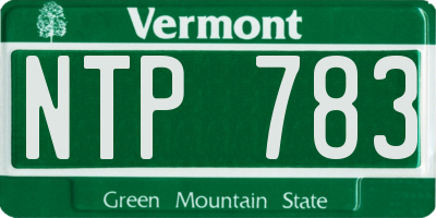 VT license plate NTP783