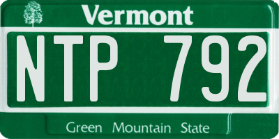 VT license plate NTP792