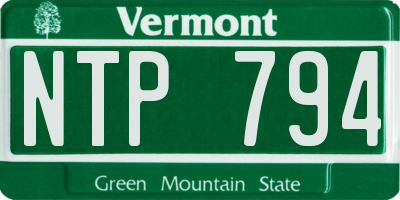 VT license plate NTP794
