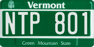 VT license plate NTP801