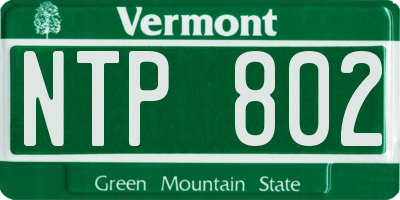 VT license plate NTP802