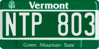 VT license plate NTP803