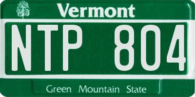 VT license plate NTP804