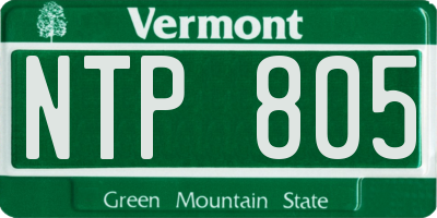 VT license plate NTP805