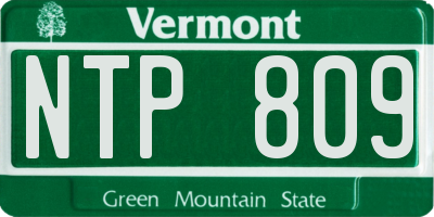 VT license plate NTP809