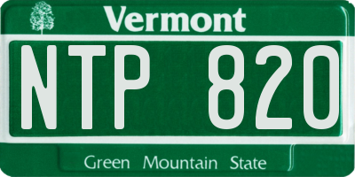 VT license plate NTP820