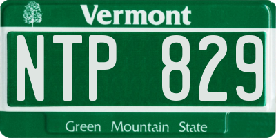 VT license plate NTP829