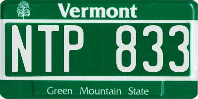VT license plate NTP833