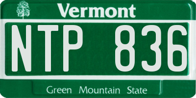 VT license plate NTP836