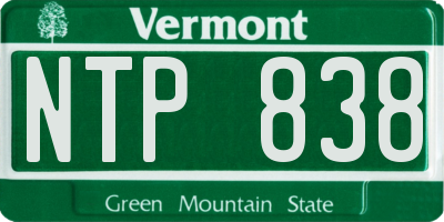 VT license plate NTP838