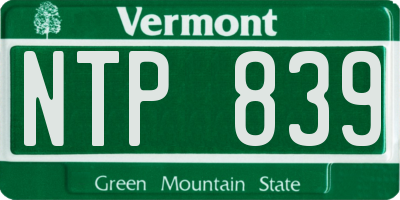 VT license plate NTP839