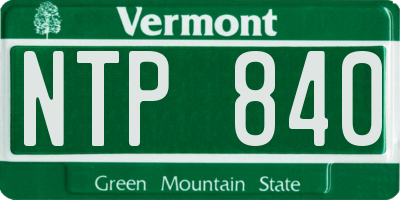 VT license plate NTP840