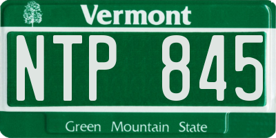 VT license plate NTP845