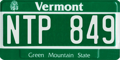 VT license plate NTP849
