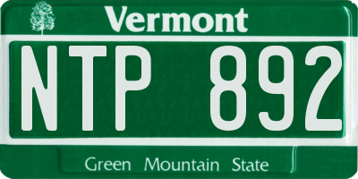 VT license plate NTP892