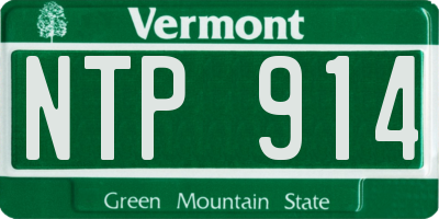 VT license plate NTP914